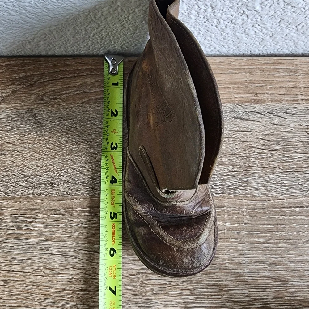 VINTAGE 50s Brown Leather Cowboy Toddler Western Boots
